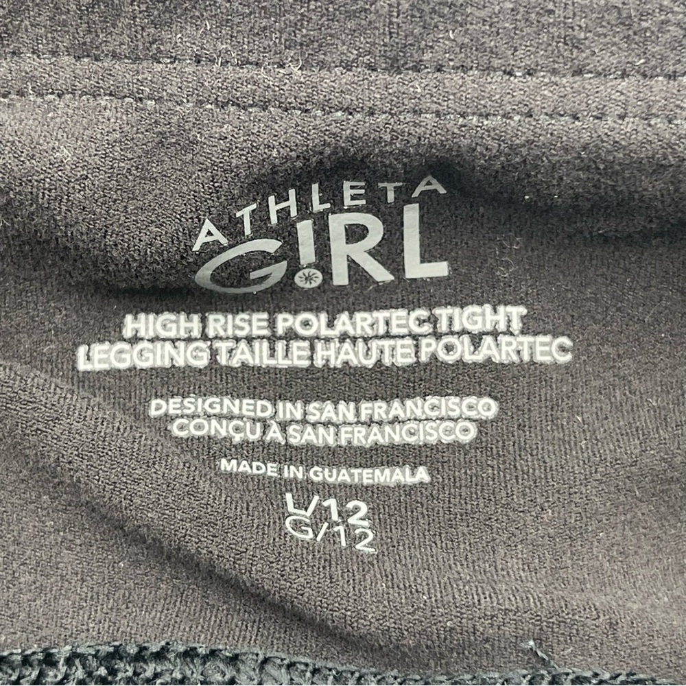 ATHLETA GIRL High rise polartec tight Black Leggings Winter Warm Sz Large 12 - Picture 4 of 7